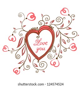 Valentine's Day Cute Card with floral heart