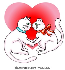 Valentine's Day cute cats in love, clip art isolated on white