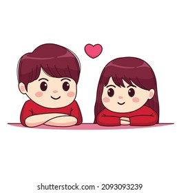 Valentines day cute couple kawaii chibi character design