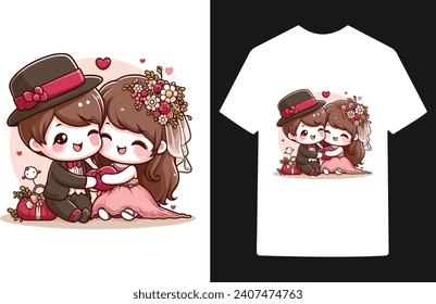 valentine's day cute couple vector for t shirt design
