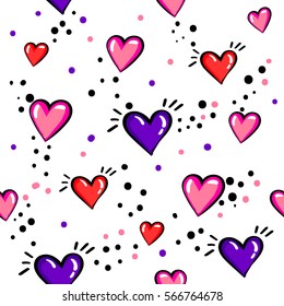 Valentines day. Cute fashion girlish seamless pattern. Romantic repeated backdrop for girls, fancy textile, clothes, wrapping paper. love background