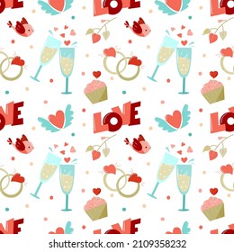 Valentine's Day. Cute and festive seamless pattern.