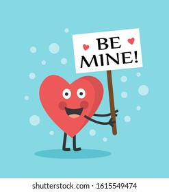 valentines day Cute heart emoticon holding a tablet