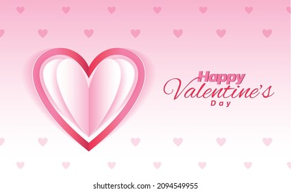 Valentines Day Cute Heart Love Pink Paper Card Decorative Rectangle Post Card Poster Promotion Banner Gradient Red Pink Background