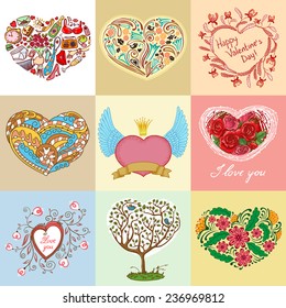 Valentine's Day cute heart shapes set