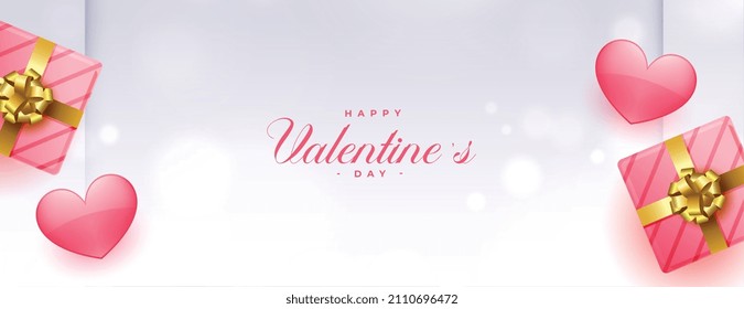 valentines day cute hearts and gift boxes banner design