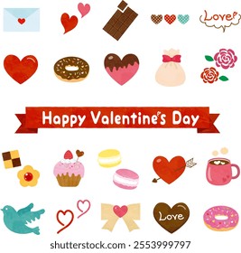 Valentine's day cute icon set