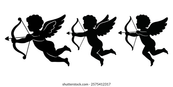 A Valentines Day cute little cupid silhouette