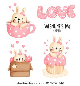 Valentine's day with cute rabbit