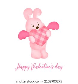 Valentine's day with cute rabbit greeting card.