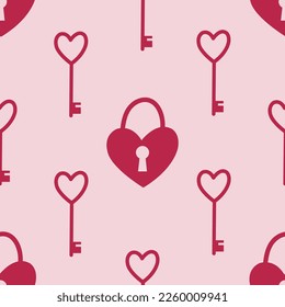 Día de San Valentín lindo patrón sin fisuras con llaves y candados.