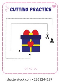 Hojas de trabajo de prácticas de corte de San Valentín
