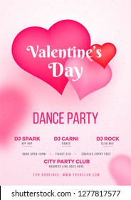 Valentine's Day dance party template or flyer design with time, date and venue details.