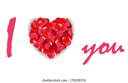 Valentine's Day, declaration of love, rose petals, valentine postcard 