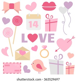 Valentine's Day decoration vector set. Great for Valentine's Day design and scrapbook. Vector illustration. More sets you can find in my portfolio