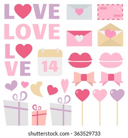 Valentine's Day decoration vector set. Great for Valentine's Day design and scrapbook. Vector illustration. More sets you can find in my portfolio