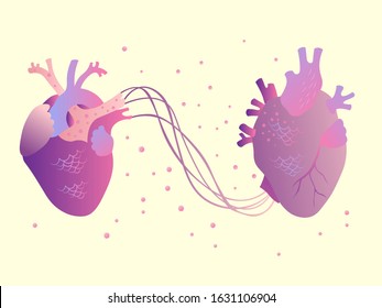 Valentine's Day decorative card. Together forever gradient hearts illustration.