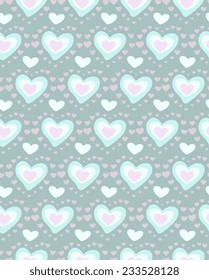 Valentines day, decorative hearts. Love concept. Retro pattern seamless. Vector background