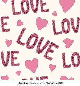 Valentine`s day decorative seamless pattern.