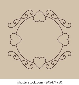 Valentine's day decorative vector border with hearts. Elegant frame for love wishes.