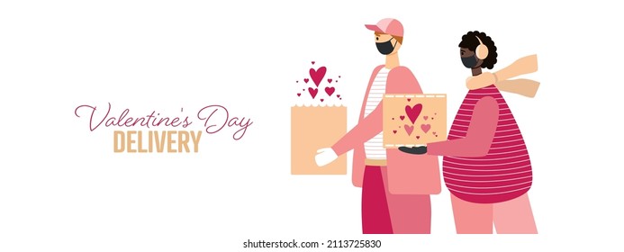 Cartel de entrega de San Valentín. Ilustración vectorial plana.