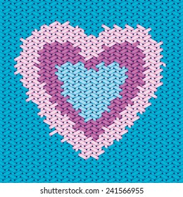 Valentines day design based on embroidery and woven pattern