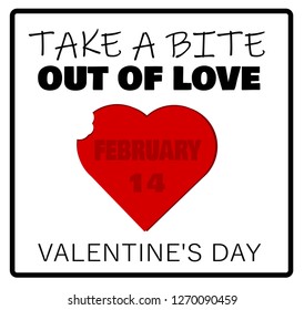 Valentine's day design with bite out of heart
