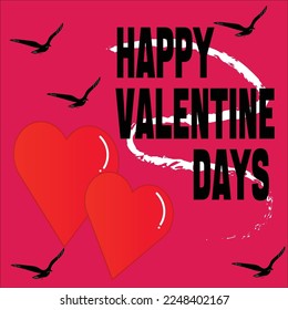 Valentine's day design with creative love composition of hearts and birds. Vector illustration. Holiday banner, web poster, flyer, stylish brochure, greeting card, cover. Romantic background