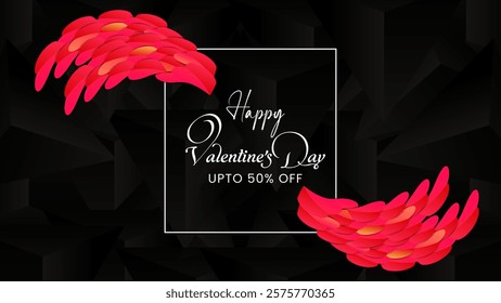 Valentines Day design. Elegant February 14th Valentines Day banner featuring heart shapes and a romantic Valentin theme. Ideal for sales, promotions, and special offers for lovers and couples.