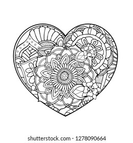 Valentines day design element with zentangle mandala heart
