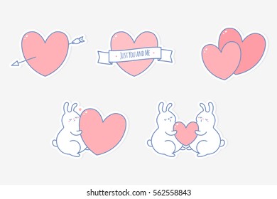 Valentines day design elements for greeting card, wedding invitation, poster and other product. Vector.
