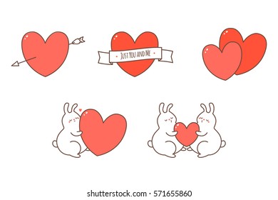 Valentines day design elements for greeting card, wedding invitation, poster and other product. Vector.