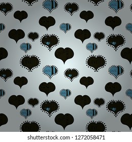 Valentines Day design. Elements on black, gray and neutral colors. Seamless Love pattern with hand drawn doodle hearts.
