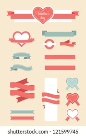 Valentine`s Day design elements. Vector illustration.