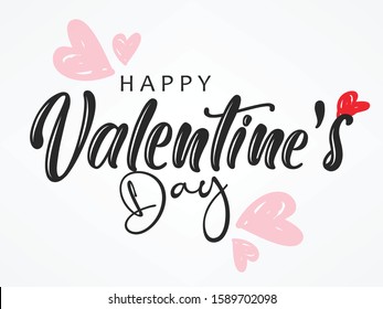 Valentine's day design with heart pattern and calligraphy/ typography of Happy Valentines Day text. Vector illustration.