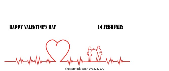 Valentine's Day Design with Heartbeat and Couple