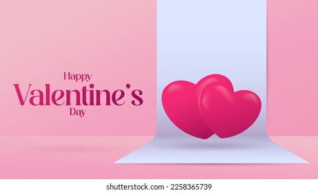 Valentines Day, Design Illustration of Two Hugging Heart Shapes on White Cloth. Celebrated On February 14th. Suitable for banners, web, social media etc