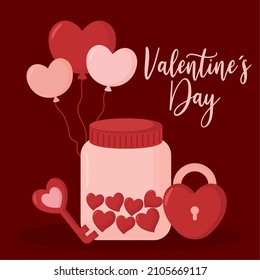 Valentinstag-Design mit Gegenständen
