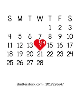 Valentines day design for lonely. Broken heart on 14th february. Simple design for valentines day.