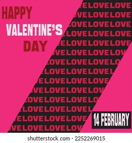 Valentine's day design with love. Vector illustration. Holiday banner, web poster, flyer, stylish brochure, greeting card, cover. Romantic background