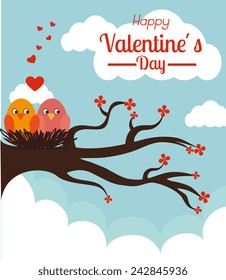 Valentines day design over cloudscape background, vector illustration.