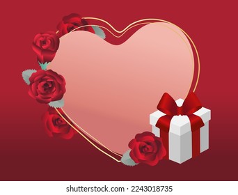 Valentine's day design. Realistic bouquet of roses. Romantic background.