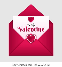 Valentine's day design. Realistic pink hearts. Valentine frame design photo graphy. Valentine message with open letter.