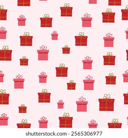 Valentine's day design. red and pink gifts boxes. seamless pattern suit for web poster, flyer, stylish brochure, greeting card, cover. Romantic background