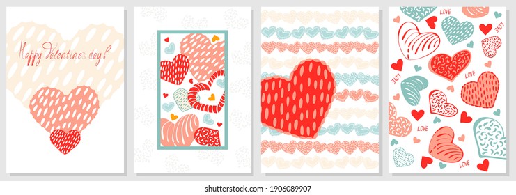 Valentine's day design. Romance and love. Vertical vector illustration set.