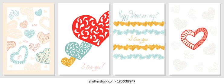Valentine's day design. Romance and love. Vertical vector illustration set.