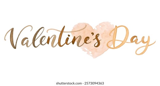 Valentine's Day design, romantic watercolor style, heart illustration, festive typography, love theme, greeting card purpose.