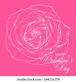 Valentines day design with rose flower. Vector illustration.