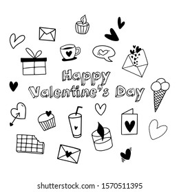 Valentine`s Day Design Set. Simple graphic design. Vector illustration.