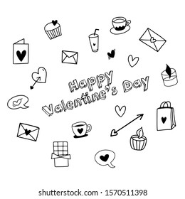 Valentine`s Day Design Set. Simple graphic design. Vector illustration.